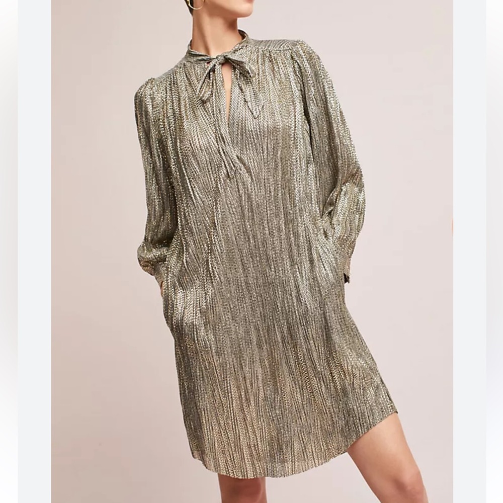 Sabina Musayev Tied Shimmer Tunic Dress With Pockets Size XL